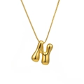 Polished gold bubble letter H pendant necklace with a sleek box chain for women - Letter N (TP-04751-01)