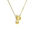 Polished gold initial P balloon letter pendant with box chain necklace for women - Letter P (TP-04753-01)