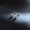 Ohrstecker aus S925 Silber mit regenbogenfarbenem Zirkonia und Vier-Krallen-Fassung - 4mm (EH0304)