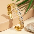 Verstellbarer Goldarmreif mit lachenden Gesichtern, Zirkonia und blauen Steinen - Gold Saphirblau Zirkonia Armreif
