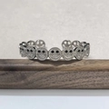 Verstellbares silbernes Armband mit Mikro-Pave-Zirkonia-Smiley-Design-Motiven - Silber Schwarz Zirkonia Armreif