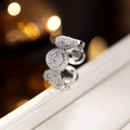 Vintage Silberring mit Zirkonia-Smiley-Gesichtern und funkelnden Pavé-Kristallen besetzt - Silberner Ring mit weißem Zirkon