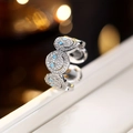 Silberner lächelnder Ring mit Zirkonia-Pflaster und blauen Edelstein-Augen - Silver Türkis Zirkonia Ring