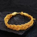 Exquisites goldenes geflochtenes Spitzenarmband im türkischen Stil mit Textur - Gold Gewebter Stil (SL0094) / Stil mit Verlängerungskette / Gold