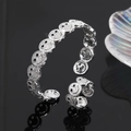 Silberfarbenes Smiley-Armband und Ring-Set mit Pavé-Zirkonia-Akzenten besetzt - Silver Schwarz Zirkonia Set