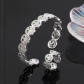Vintage Silber Smiley Schmuckset mit grünen Steinen und funkelnden Pavé Kristallen - Silver Smaragd Zirkonia Set
