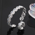 Silbernes Smile-Schmuckset mit Zirkonia und blauen Augen, verstellbarer Ring und Armreif - Silver Saphirblau Zirkonia Set