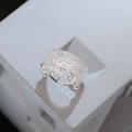 Bracciale etnico argento con trama filigrana intricata e piccoli ciondoli a campanello - Anello Regolabile Argentato Filigrana Traforato con Campanello (JZ0074) / Argento