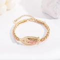 Golden Our Lady of Guadalupe bracelet with colorful enamel accents and crystals - Gold Pink Enamel