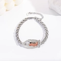 Silver Saint Jude bracelet with orange enamel relief and crystals on a white background - Silver Pink Enamel