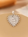 Silver heart pendant with letter B, beaded edges and sparkling texture for DIY jewelry - Silver Heart Pattern Letter B