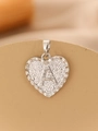 Silver heart pendant featuring carved letter A with textured irregular edges and bale - Silver Heart Smooth Letter A