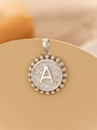 Minimalist silver round pendant featuring bold capital letter A with milgrain beaded edge - Silver Round Smooth Letter A