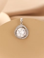 Elegant silver pendant featuring a large round zircon with a luxurious double halo setting - Pendant Only (Without Chain) / Silver White Zircon