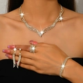 Goldenes Brautschmuck-Set mit glitzernder Fuchs-Halskette, Ohrringen, Armband und Ring - Gold 3er-Set (Halskette Ohrstecker Ring)