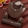 Elegant silver wedding jewelry set with floral necklace, bracelet and earrings for women - HB1260 Set / Silver