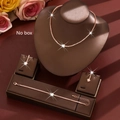 Elegant rose gold wedding jewelry set with sparkling tennis necklace, bracelet and earrings - HB1260 Set / Rose Gold