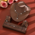 Elegant black leaf zircon jewelry set featuring vine necklace bracelet and earrings - Black Gem Leaf Style (1734) / Dark Gray