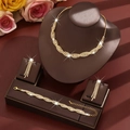 Elegant gold twisted jewelry set with necklace, bracelet and earrings for bridal styling - HB499801 Set / Gold