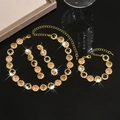 Luxuriöses Schmuckset mit champagnerfarbenen Kristallen, Halskette, Armband und Ohrringen - HB1740 (Halskette Ohrringe Armband) / Gold