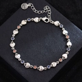 Bracelet en argent avec étoiles, cœurs, zircons colorés et fermoir mousqueton - Style Combiné Cœur Étoile Coloré (SL0026) / Argent antique