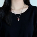 Süße Emaille-Halskette mit rotem Pilzanhänger und stylischer Silber-Kugelkette für Damen - Roter Pilz Silberne Kugelkette (XL0397)