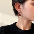 Elegante Creolen in Silber mit roten Pilzanhängern und weißen Punkten für Damen - Roter Pilz Silberne Creolen (EH0223)