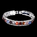 Elegant 925 silver bracelet with colorful round gemstones and triple row of sparkling zircons - Colorful