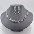 Elegant bridal jewelry set with black marquise crystals and silver-tone finish - 651 Black