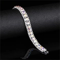 Sparkling silver tennis bracelet with multi-row rhinestones and colorful crystals - AB Iridescent White
