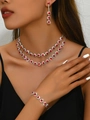 Detail of red sunflower jewelry set featuring layered necklace and matching earrings - Necklace Earrings Bracelet Set (484798) / Red