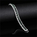 Exquisite bridal tennis bracelet featuring emerald green square stones and white zircons - Peacock Green