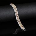 Elegant silver bridal bracelet featuring amber yellow stones and white crystals - Champagne