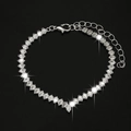 Silver bridal necklace set with marquise-cut rhinestones and adjustable lobster clasp - Silver Bracelet