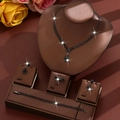 Elegant 4-piece bridal jewelry set with black teardrop zircon necklace and earrings - Gun Black Necklace Earrings Bracelet Ring