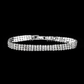 Detailed view of silver tennis bracelet featuring triple row of shimmering crystals - Bracelet Style (599)