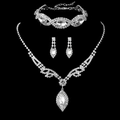 Sparkling bridal jewelry set with silver zircon necklace, bracelet and drop earrings - Necklace Earrings Bracelet 3-Piece Set (772+661) / White/Silver