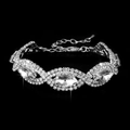 Silver bridal bracelet with marquise-cut crystals and sparkling pavé diamond accents - Bracelet (661) / White/Silver