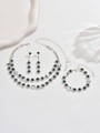 Elegant silver jewelry set with double layer sunflower pendant and emerald green stones - Necklace Earrings Bracelet Set (484798) / Peacock Green