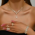 Parure de bijoux de mariée étincelante 4 pièces avec collier en cristal et boucles d'oreilles - Collier Boucles d'Oreilles Bracelet Bague / Or