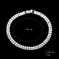 Detail of silver double-row crystal bracelet featuring a secure fold-over clasp - Silver Bracelet