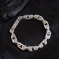 Pulsera de cadena hip-hop retro con patrón de dragón y grabados en sánscrito plata antigua - Plata Antigua (SL0392)