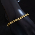 Klassisches Byzantinisches Armband in Goldoptik mit Drachenschuppen-Textur für Herren - Altgold