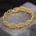Vintage goldenes Schweinenasen-Kettenarmband mit Rundperlen auf Lavagestein - Gold Perlen Kaffeebohnen Stil (SL0441)