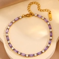 Bracelet élégant en acier inoxydable doré avec zircons violets et blancs - Zircon Violet (Couleur Or) / Or Zirconium Violet