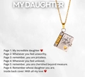 Collana con pendente a libro dorato con incisione a cuore e messaggio per la figlia - Stile Figlia-Mani / Bicolore (Oro e Argento)