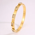Bracciale in acciaio inossidabile placcato oro 18K con cinque cristalli rettangolari - Bracciale con Zircone Sporgente (Pietra Gialla)