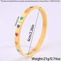 Bracelet jonc en acier titane plaqué or 18k avec breloques cœurs colorés en émail - émail Cœur Doré