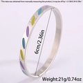 Bracelet jonc en acier inoxydable poli avec un design d'huile d'émail ovale coloré - émail Ovale Argenté