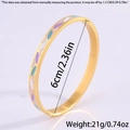 Bracelet jonc en acier titane doré 18 carats avec motifs de feuilles en émail coloré - émail Nuage Doré